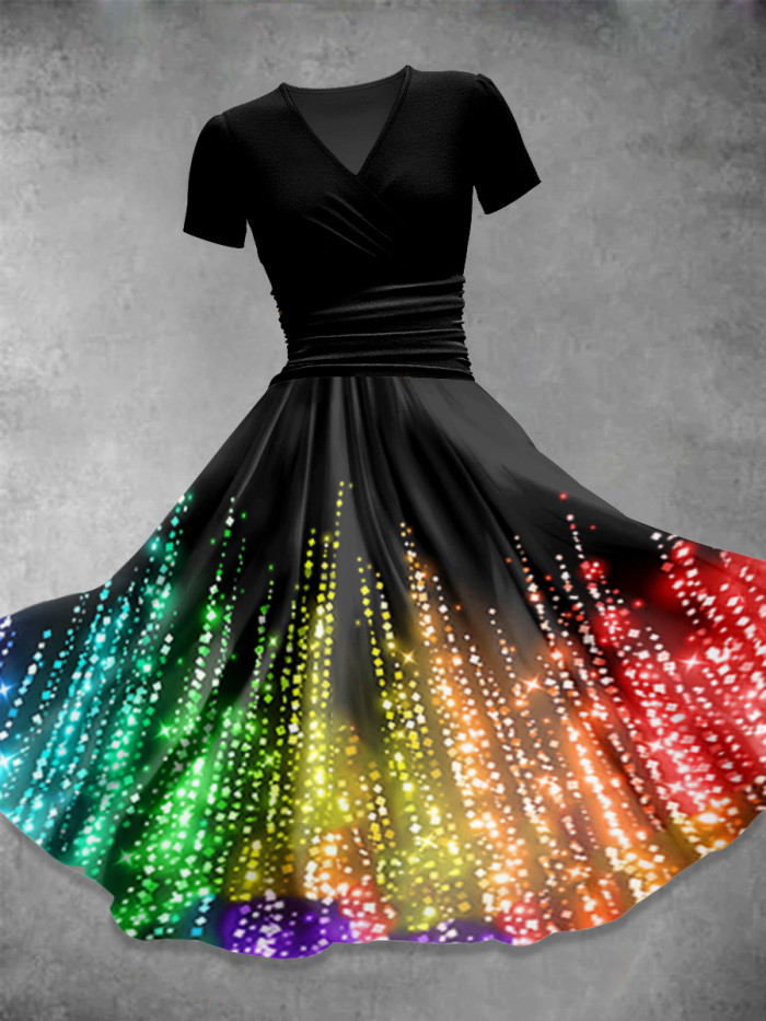 Rainbow  Gradient Glitter  Art  Print Casual Dress