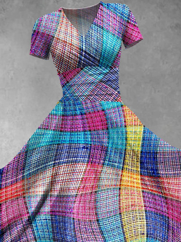 Women's Lgbt Rainbow Abstract Grid Art Print Design Maxi Dress