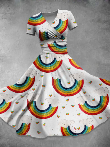 Rainbow  Art  Print Casual Dress