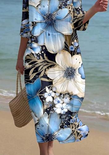 Women's Short Sleeve Floral Pattern Resort Dress