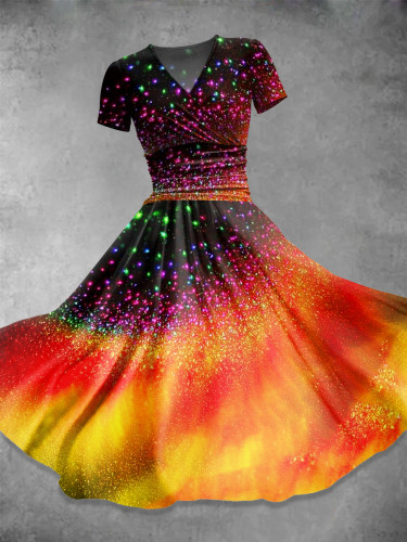 Gradient Rainbow  Art  Print Casual Dress