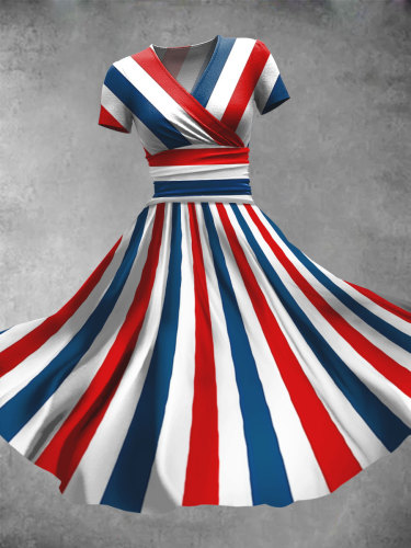 Women's Patriotic Ice pop Art Print Maxi Dress