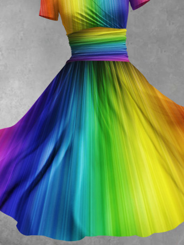 Women's Ggbt Rainbow Gradient Art Print Design Maxi Dress