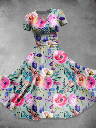 Floral   Art Print Casual Dress