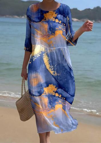 Women's Art Splash Metal Hook Line Pattern Resort Style Dress
