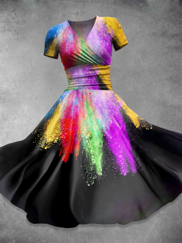 Rainbow   Art  Print Casual Dress