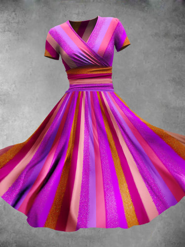Women's Colorful Stripe Print Maxi Dress