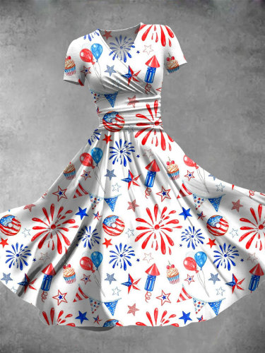 Women's Patriotic Art Print Maxi Dress