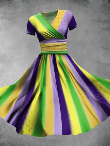 Women's Classic Colorful Stripe Print Maxi Dress