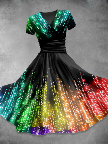 Rainbow  Gradient Glitter  Art  Print Casual Dress