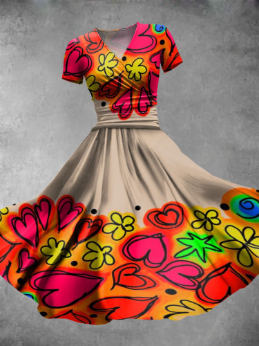 Women's Classic Heart Art Print Maxi Dress