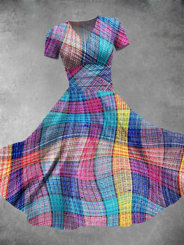 Women's Lgbt Rainbow Abstract Grid Art Print Design Maxi Dress