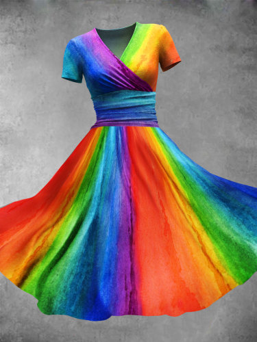 Women's Colorful Rainbow Art Print Maxi Dress