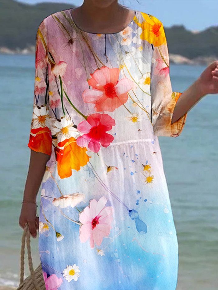 Women's Floral Art Print Casual Resort Dress