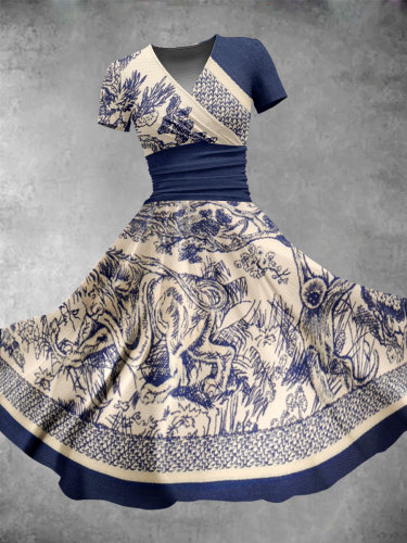 Women's Vintage Elegant Print Maxi Dress