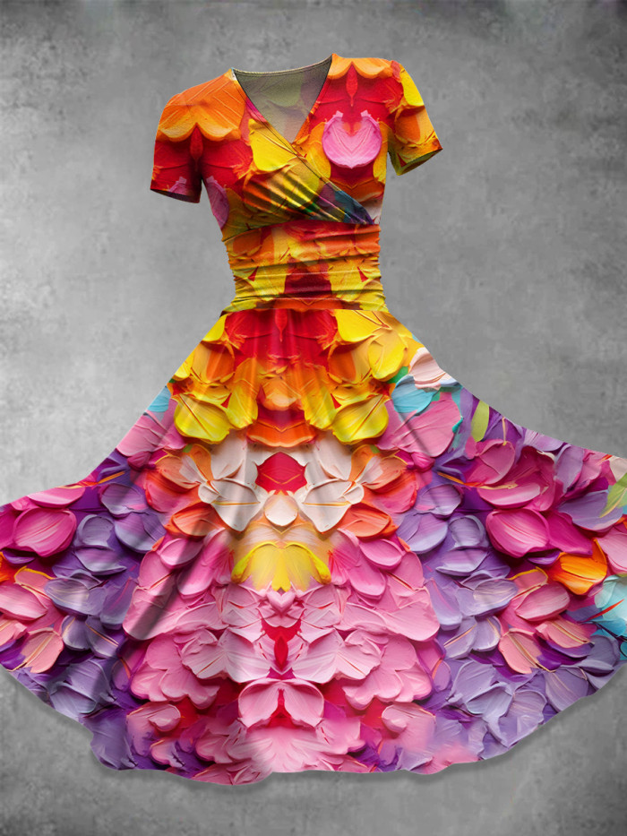 Rainbow  Flower  Art  Print Casual Dress