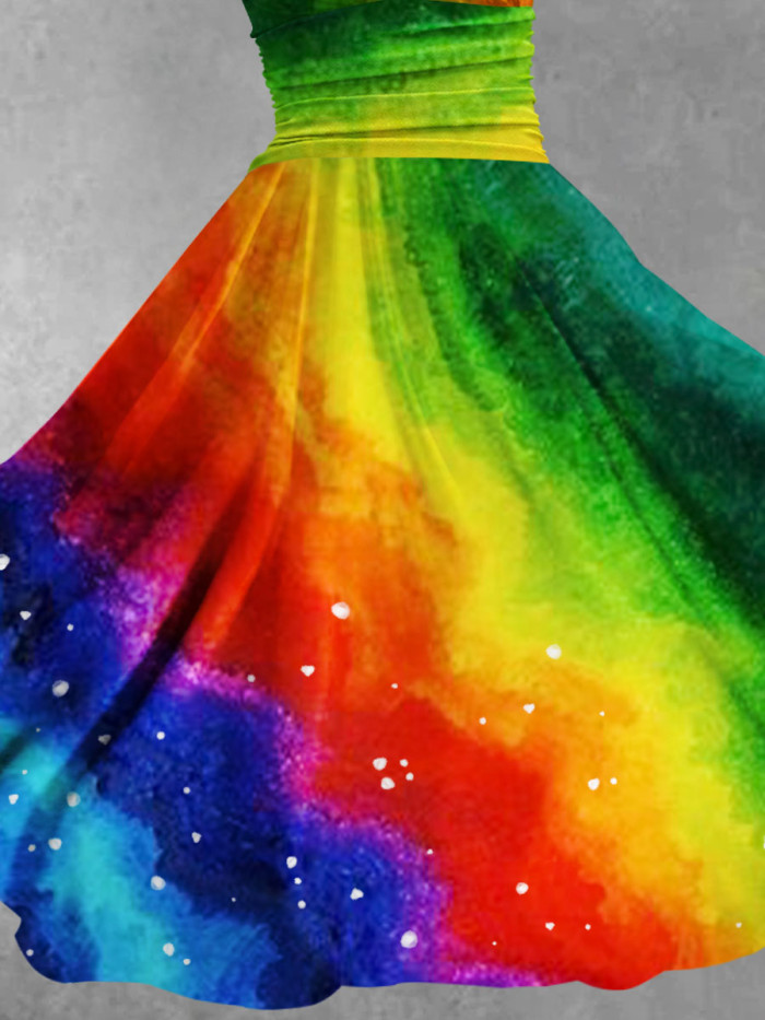 Women's Ggbt Rainbow Gradient Art Print Design Maxi Dress