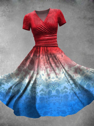 Women's Patriotic Art Print Maxi Dress