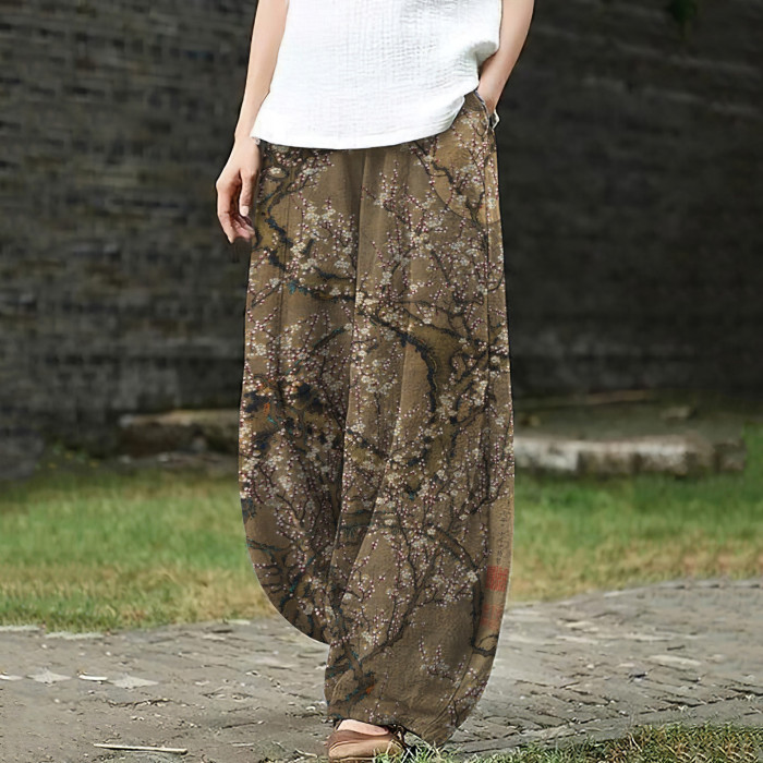 Women's Floral Pattern Loose Casual Pants