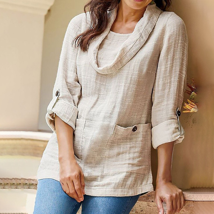 Solid Color Comfortable Casual Long Sleeved Shirt