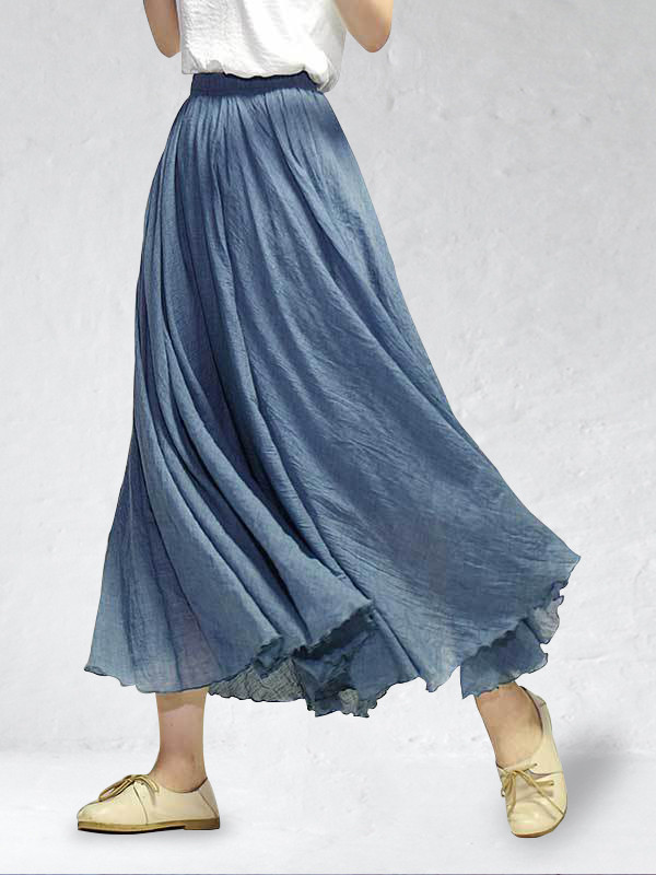 Comfy Cotton & Linen Flowy Wide Skirt