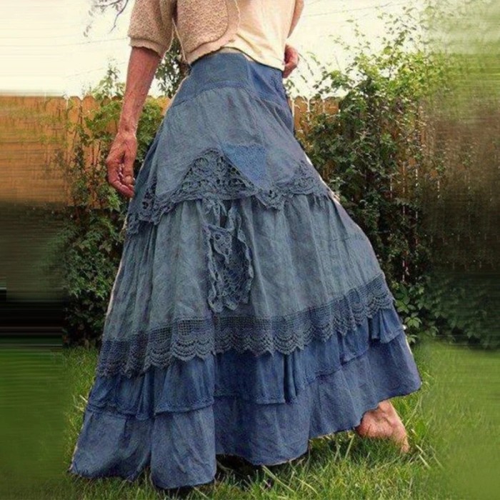 Vintage Ruffles Oversized Maxi Skirts