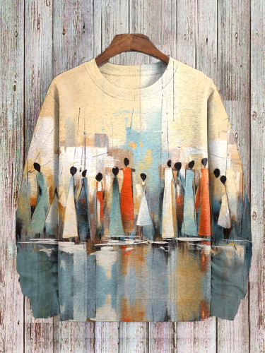 Men's Abstract African People Watercolor Art Print Sweatshirt