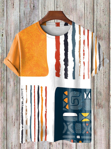 Men's Abstract African Colorblock Pattern Print T-Shirt