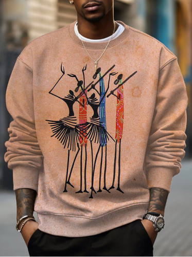 Men's Abstract Art Tribal African Graphic Print Sweatshirt