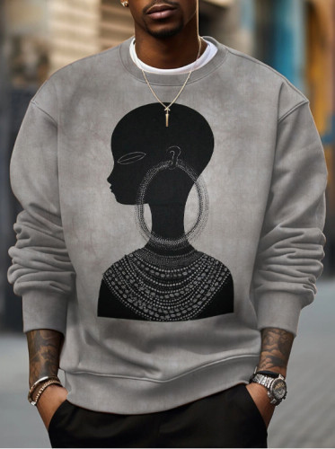 Men's Tribal African Girl Art Painting Print Casual Sweatshirt