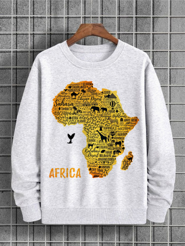 Men's African Regions And Animal Illustrations Print Sweatshirt