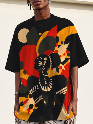 Men's Tribal African Woman Art Graphic Print Casual T-Shirt