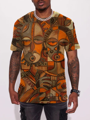 Men's Retro African Tribal Abstract Painting Printed T-Shirt