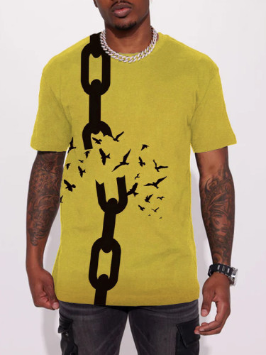 Men's The Free Bird Breaks Through The Chains Printed T-Shirt