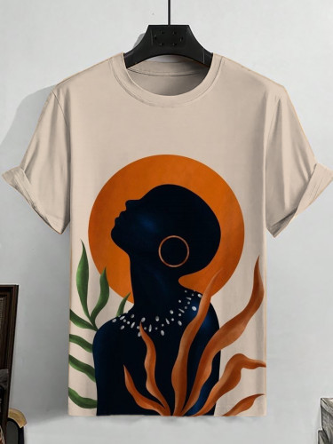 Men's Tribal Man African Art Sea Grass Printed Casual T-Shirt