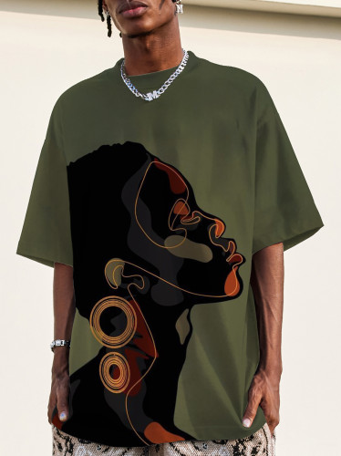 Men's Abstract Art Man Silhouette Print Casual T-Shirt