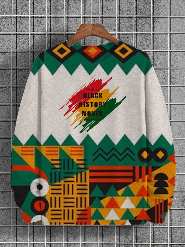 Men's Black History Month Tribal Geometric Print Sweatshirt
