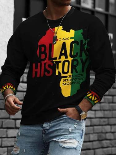 Men's I Am Black History African Map Print Juneteenth Sweatshirt