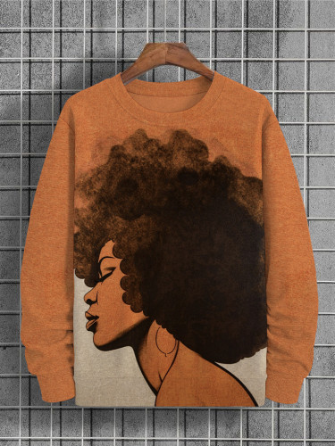 Men's 1970s Black Woman By Sebastian Star Art Print Sweatshirt