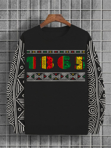 Men's 1865 Juneteenth Day Tribal Geometric Print Sweatshirt