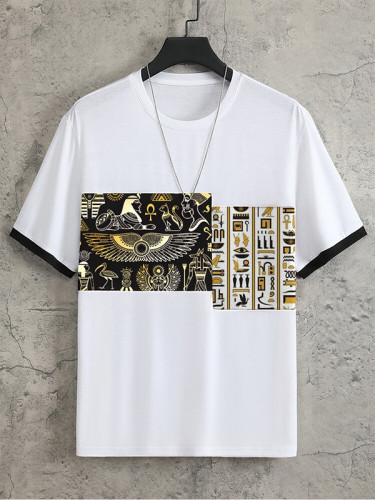 Men's African Element Pharaoh Art Graphic Print Short Sleeve T-Shirt