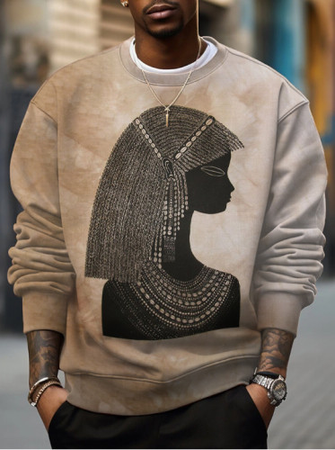 Men's African Line Art Drawing Printed Gradient Sweatshirt