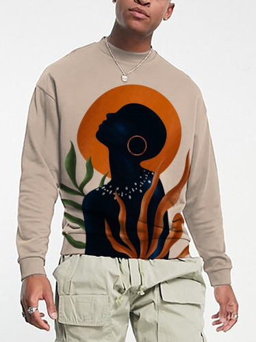 Men's Retro African Sea Grass Art Silhouette Print Sweatshirt