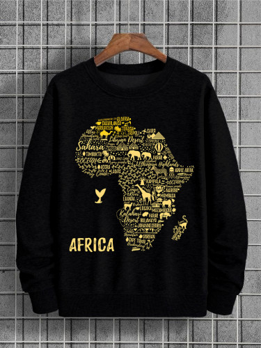 Men's African Regions And Animal Illustrations Print Sweatshirt