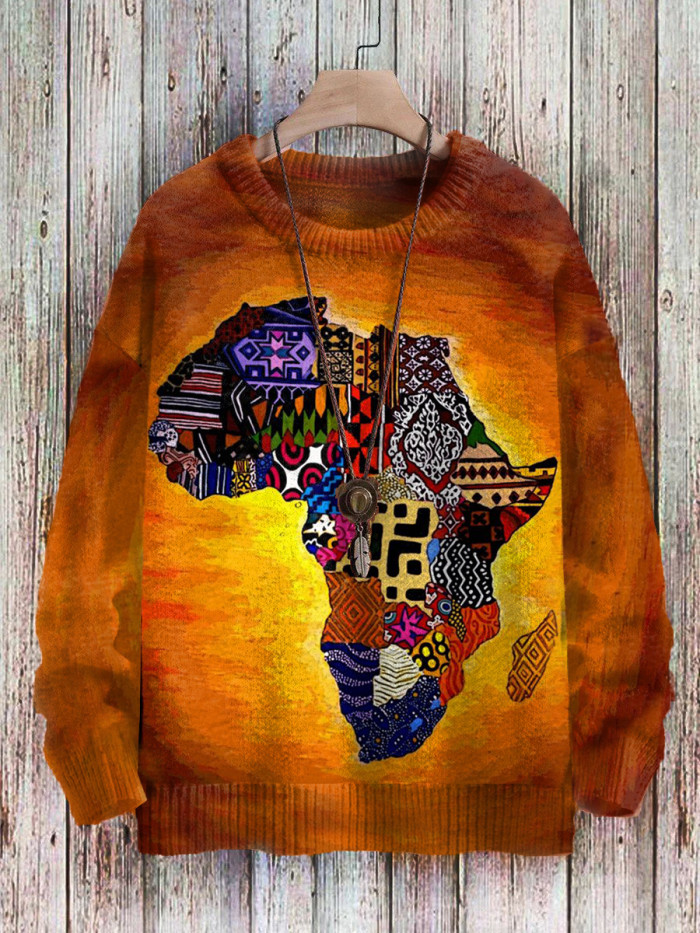 Men's African Ethnic Map Black Art Print Sweatshirt