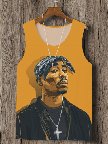 Men's Hip Hop Man Art Illustration Printed Casual Tank Top