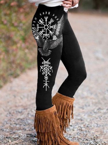 Tribal Bird Viking Ethnic Graphics Retro Leggings