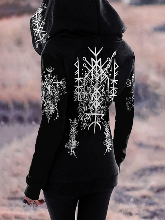 Retro Tribal Floral Viking Ethnic Graphics Hoodie