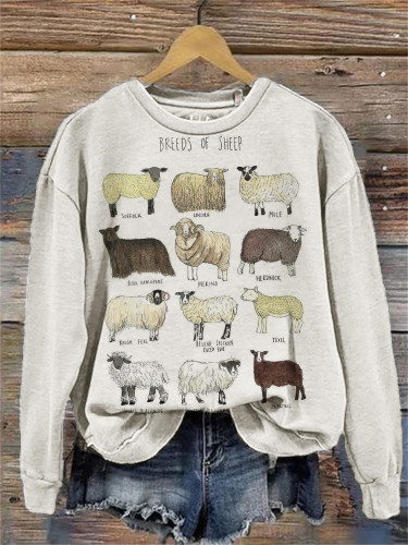 Breeds of Sheep Graphic Comfy Sweatshirt