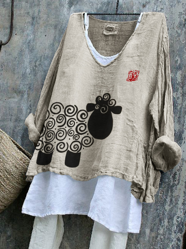 Curly Sheep Lino Art Flowy Linen Blend Tunic